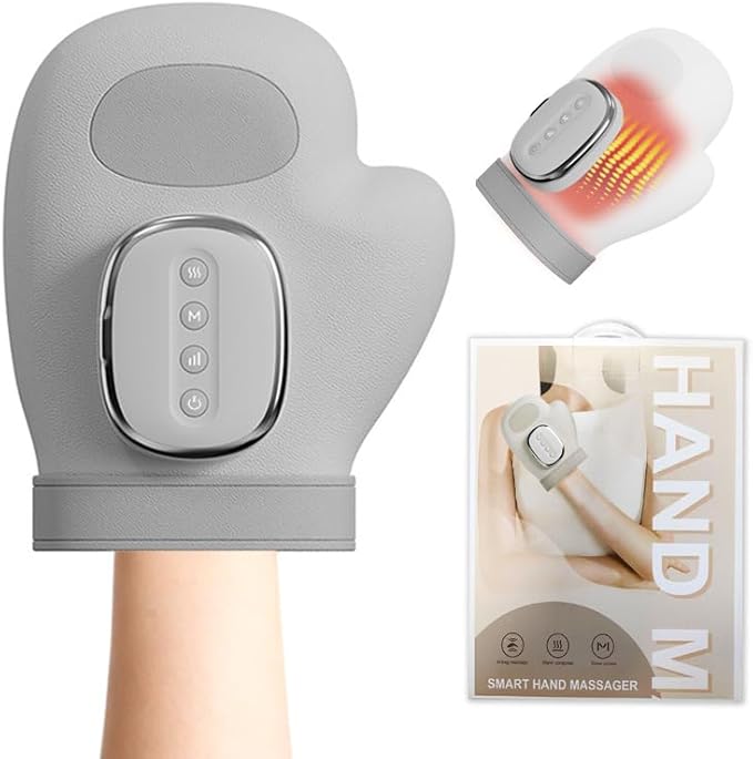 Hand Massager with Heat and Compression 3 Massages 3 Temps 5 Compression Models Therapy Hand Massager for Carpal Tunnel Helps Soothe Hand Fatigue Gifts for Women/Men(Grey)