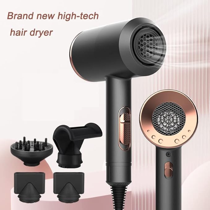 Powerful Electric Hair Dryer Low Noise Below Dryer Hot Cold Wind Hairdryer 3 Heat Settings 2 Speeds 2 Nozzles 2200W 220V