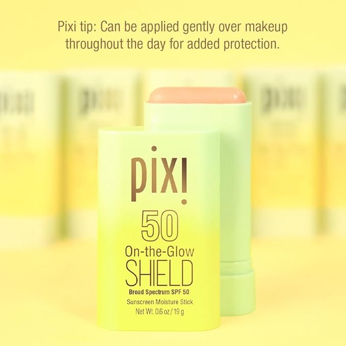 Pixi Beauty On-the-Glow SHIELD SPF 50 2-pack | Lightweight &amp Ultra-Hydrating Sunscreen Stick for Everyday Use | No White Cast | Travel Size Vegan &amp Paraben-Free | 2x 0.6oz/19g