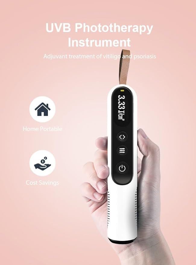 Portable 308nm Light Therapy LCD Display LED Therapy Light Timer Control for Home Use 2.25cm2 (Non-Rechargable)
