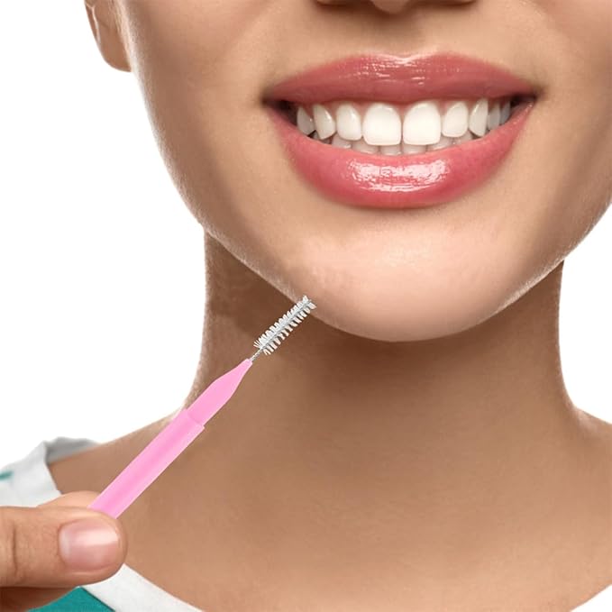 200pcs Pink Interdental Brushes Soft Bristles Plastic Tooth Cleaning Brush Oral Pick for Deep Gum Care Travel Home Office Use