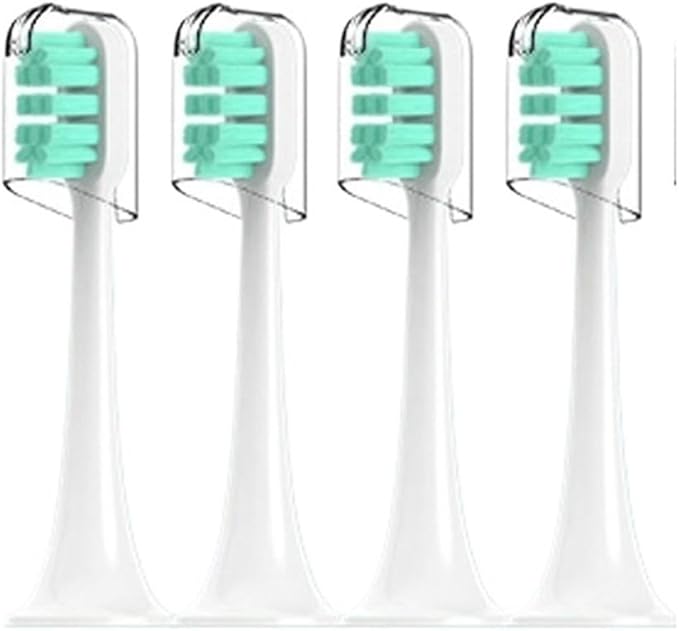 Compatible for Xiaomi Mijia T300/T500/T700 Sonic Electric Toothbrush Heads Replaceable Refill Nozzles 4 Colors with Anti-Dust Caps 4/20Pcs(4Green)