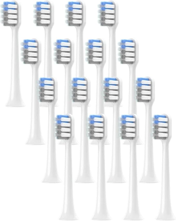 Compatible for 4/8/12/16PCS Compatible for XIAOMI MIJIA T200 Replacement Toothbrush Heads Sonic Electric Vacuum DuPon Soft Bristle Brush(White gray-16pcs)