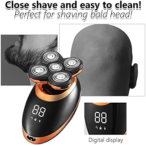 Electric Razor for Men Electric Shaver for Men Beard Hair Trimmer Electric Razor 5D Floating Five Blade Heads Electric Nose Hair Trimmer LCD Display ( Color : Golden-Package B )