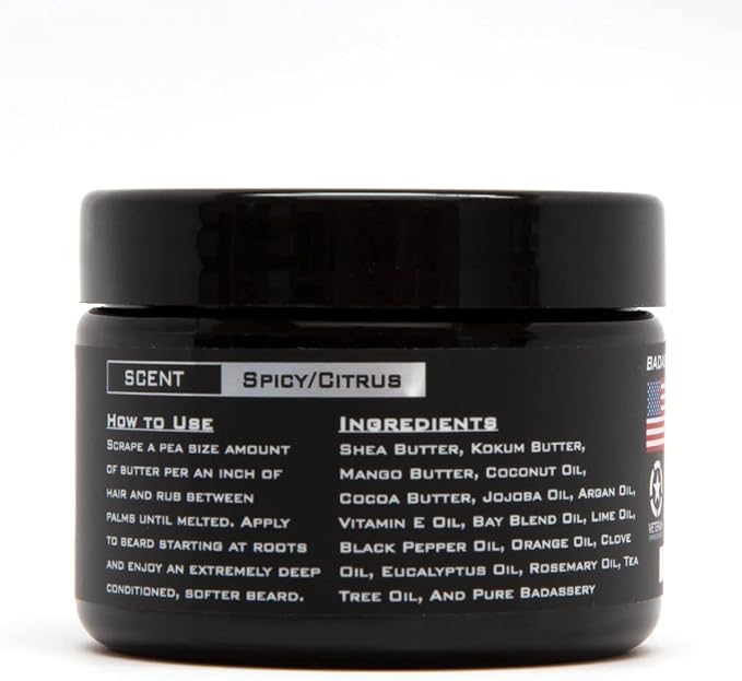 Badass Beard Care Beard Butter For Men - THE PIRATE 3 oz - Made of Natural Ingrediens for Healthy Soften and Itchness Free Beard and Mustache
