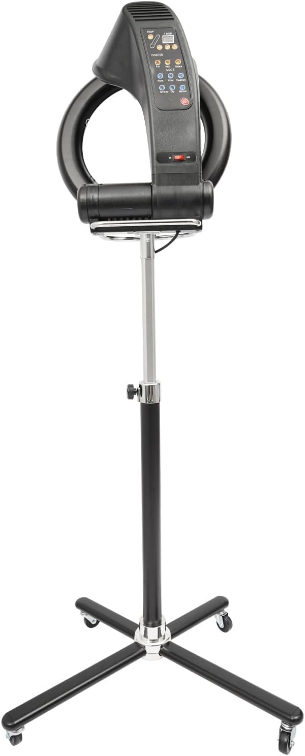 Hair Dryer1000W Hair Salon Color Processor Dryer with Infrared Technology 6 Modes 360 Efficient Heating Time Setting Adjustable Height Rolling Base for Salon &amp Home Use Quiet Care Black