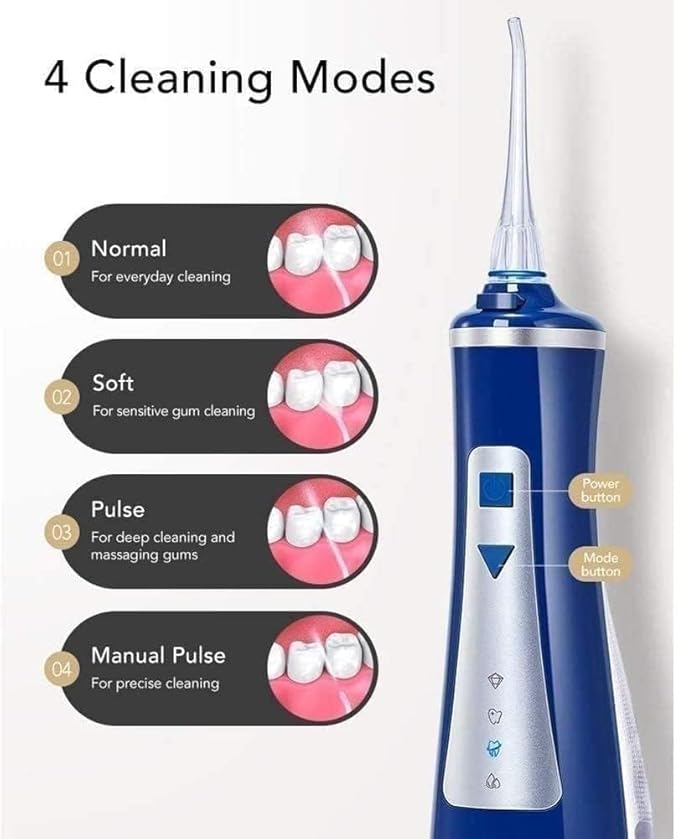 Water Flosser Portable Dental Oral Irrigator with 4 Modes Rechargeable Waterproof Teeth Cleaner for Home and Travel