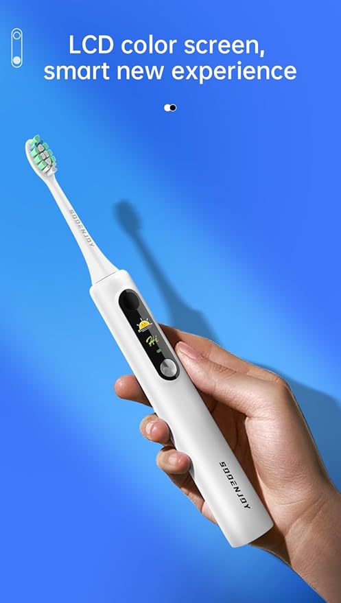 NB-1 LCD Screen Electirc Toothbrush5 Modes 5 intensities &amp DIY ModeRechargeable Sonic Electric Power Toothbrush for AdultWhite- 8 Brush Heads &amp Travel Case