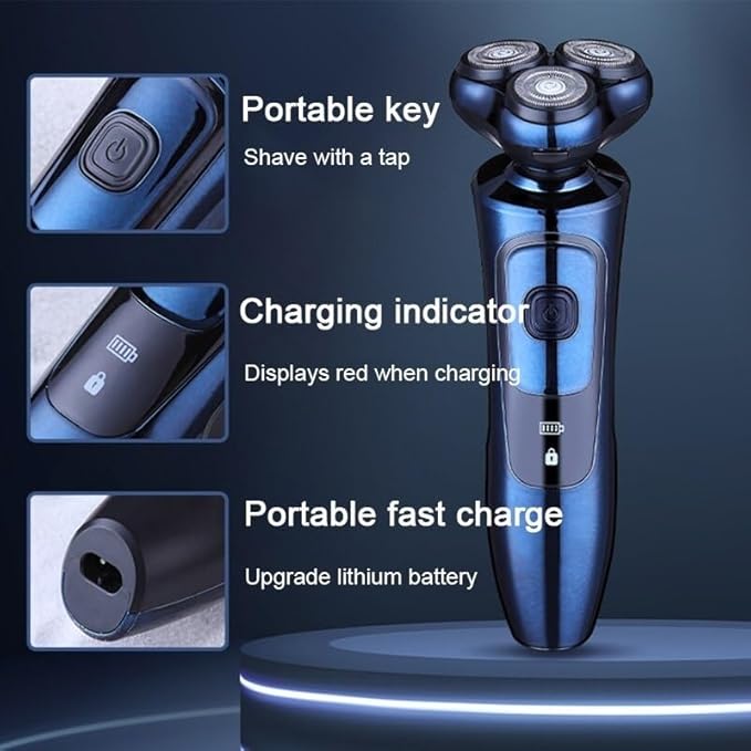 Head Shavers for Bald Men Professional Mens Electric Shavers Razor 3D Beard Trimmer Rotary Facail Head Shaver for Men Sideburn Nose Trimmer Adult Razor