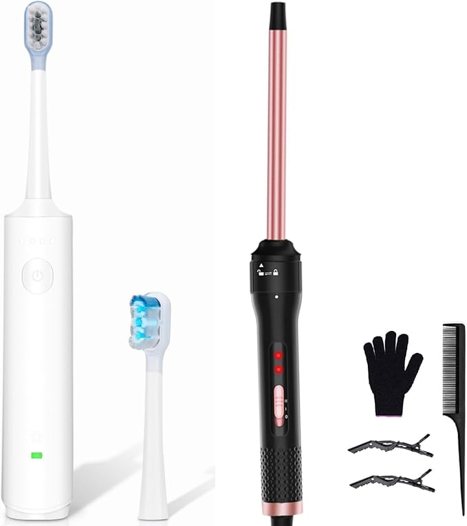 Professional 1/2 Inch Curling Iron &amp Rotating Electric Toothbrush