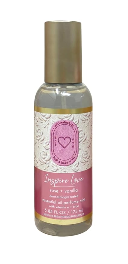 Bath &amp Body Works Aromatherapy Inspire Love Rose + Vanilla Essential Oil Perfume Mist and Ultimate Hydration Body Cream with a Creamy Rose Bar Soap