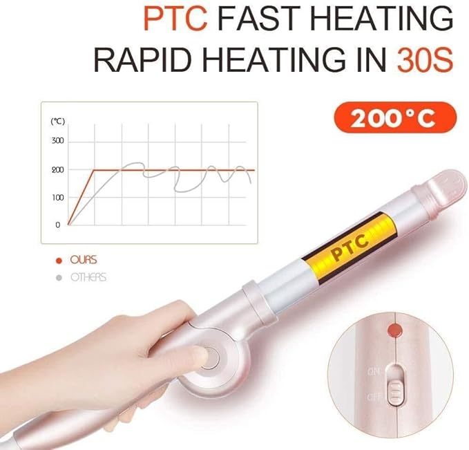 Portable 25mm Ceramic Hair Curler Adjustable Temperature (100-230℃) 360° Rotatable Negative Ion Heating Foldable Styling Tool