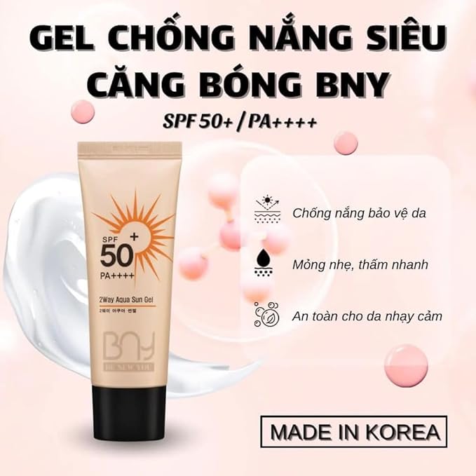 2 Pack x 30ml Be New You (BNY) Sun Gel SPF 50+ PA++++ Korean Sunscreen For All Skin Types