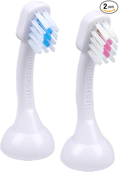 Emmi-dent Metallic/Professional 2-Pin Bristle-Head Attachments - Electric Toothbrush Replacement Heads. Cleans with Ultrasound Waves (Kids/Young Adult 2 Pack)