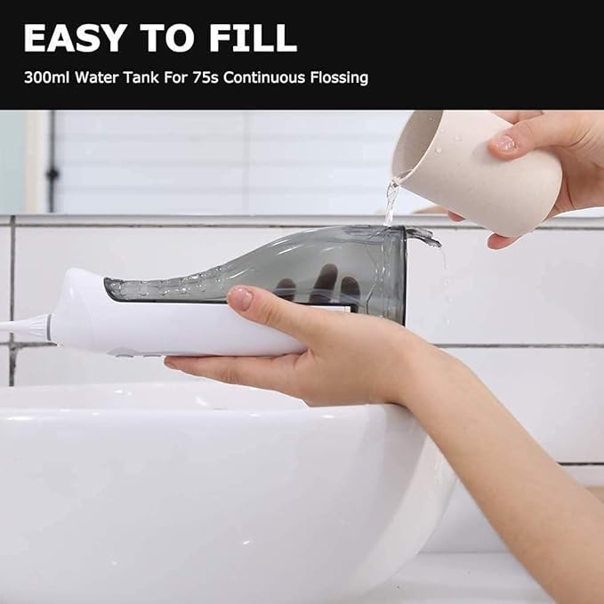 Water Flosser Cordless Teeth Cleaner 3 Modes Water Dental Flosser USB Rechargable Portable Oral Irrigator for Travel Braces &amp Bridges Care (White)