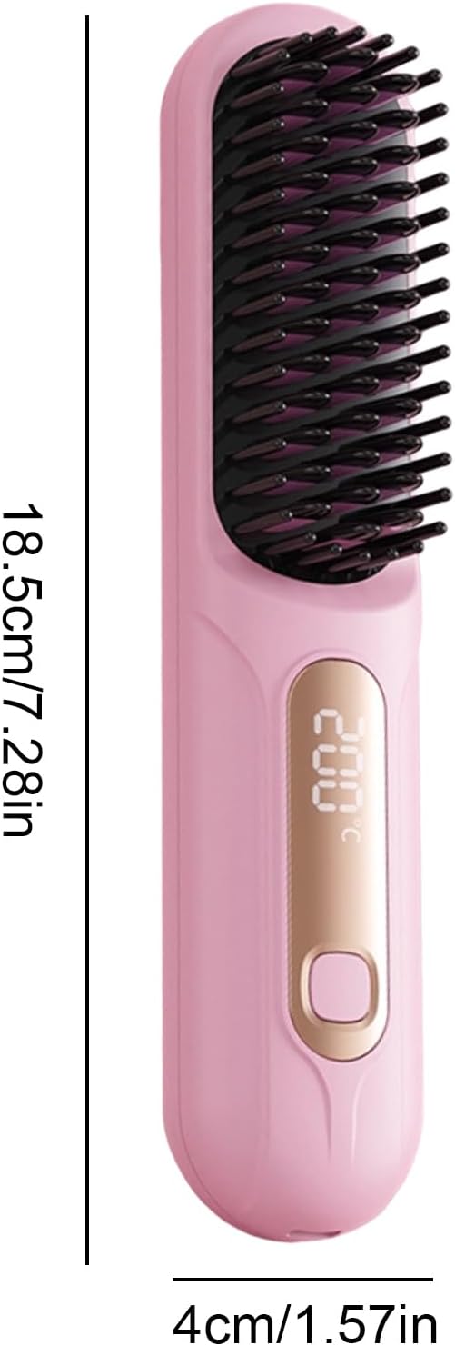 Cordless Hair Straightener – 3 Temps LED Portable Styling Tool Pink Purple 18.5x4cm ABS Cermet Build 2600mAh 220V | Travel Salon Women Girls Party Business Outdoor Curling Accessory