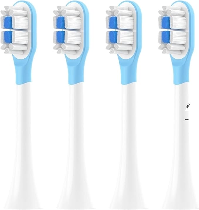 Replacement Toothbrush Heads for Mijia T301/T302/T501C Xiaomi Sonic Electric Dupont Soft Bristle Nozzles with Caps(4 pcs BJ White)