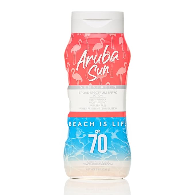 Kids SPF 70 Bubble Gum Sunscreen &amp SPF 70 Sunscreen Lotion Bundle | Reef Safe Water-Resistant Non-Greasy Broad Spectrum UVA/UVB Protection | Aruba Reef Act Compliant 8 oz Each