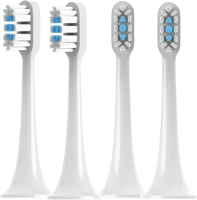 8pcs Replacement Brush HeadsCompatible for T300/T500/T700 Toothbrush Soft Bristle Nozzles with Caps(White B)