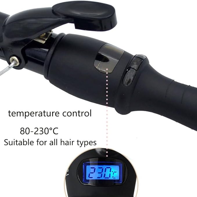 DONGXIAO Curling Iron with Clamp Curler for Long Hair Curling Iron 38mm Ceramic Curling Iron 19mm Curling Iron Ceramic Glass Curler (Size:25MM)
