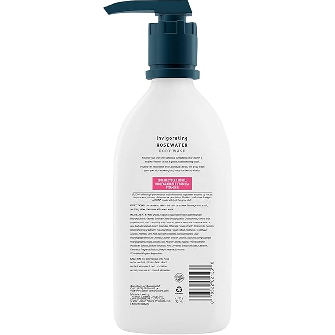 JASON Natural Body Wash Purifying Tea Tree &amp Invigorating Rosewater 30 Oz (2 Pack)
