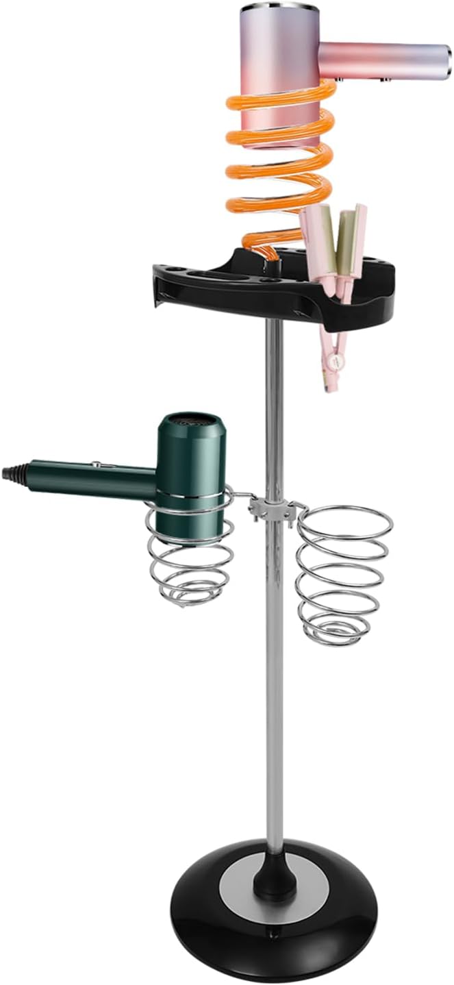 Hair Dryer Stand with Tray and Spiral Holders Twisty Style Acrylic Top Holder Blow Dryer Stand Adjustable Organizer for Blow Dryer Curling Iron Brushes Orange