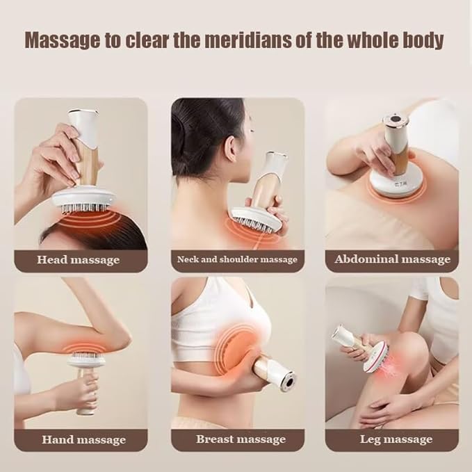 Heated Lymph Brush Beauty Brush Massager 4 in 1 Massager Anti Cellulite Massage Tool Machine with Heat and 20/30-Speed Vibration Massage Soothes Relaxes(30 Gears)