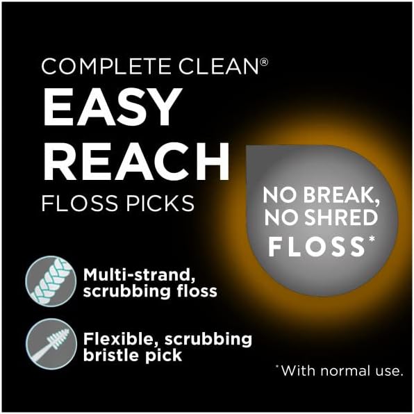 DenTek Complete Clean Easy Reach Floss Picks No Break &amp No Shred Floss 75 Count (Pack of 12)