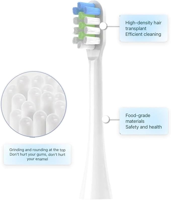 16PCS Replacement Toothbrush Heads Compatible for Nandme nx8000 Soft Bristle Tooth Brush Head(16pcs Black)