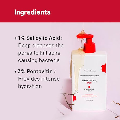 1% Salicylic Acid Body Wash 473ml | Paraben &amp SLS Free | Gentle Exfoliating Shower Gel | Prevents Body Acne Bumpy Skin &amp Deep Cleanses Skin | For Men &amp Women