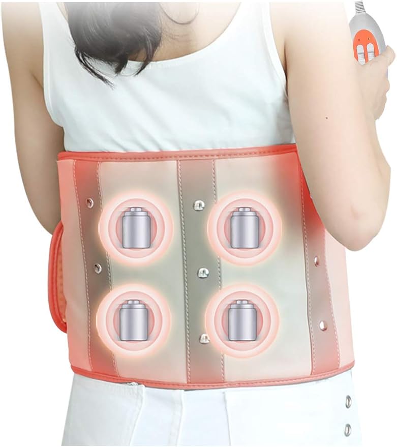Electric Slimming Heating Belt-with Hot Compress and Vibration Function-360° Full Circle Heating-Help Relieve Back and Waist Pain-50×11 Inches PU MaterialPlug Use2.86Lb (Grey 110V US Plug)