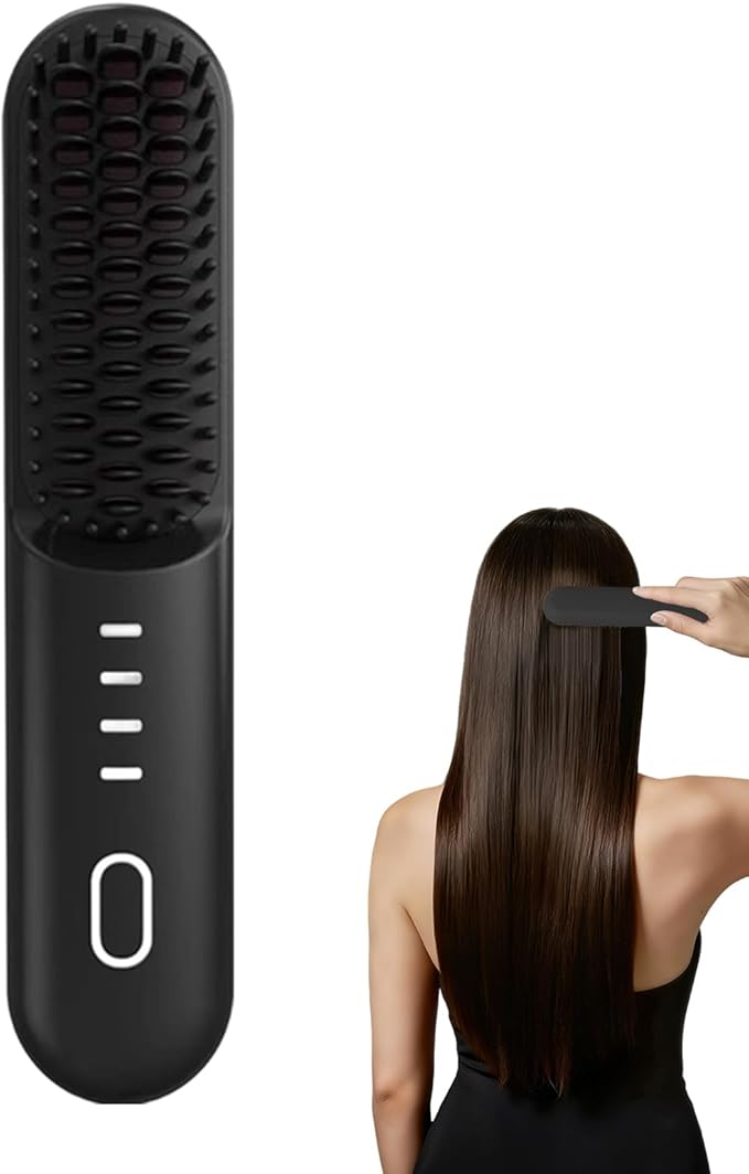 Straightener Brush | Fast Heating Anti-Scald Comb - Hair Straightener Comb Hot Styler - for Long Short Curling Straightening Women Girls Home Travel Outdoor
