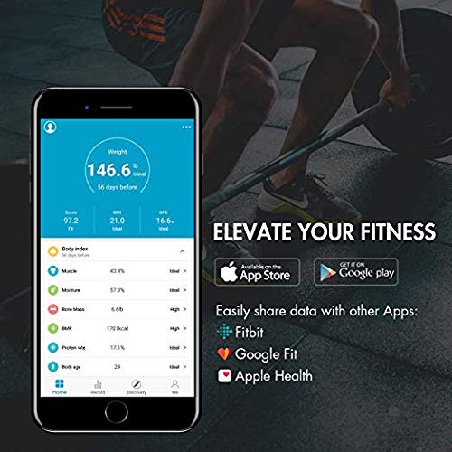 Tenergy Vitalis Body Fat Scale High Precision BMI Scale Wireless Bluetooth Body Scale with Large Display Digital Weight Scale Max Weight 400 LBS Compatible w/iOS/Android