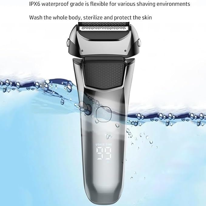 Men's Shaver Washable Wet &amp Dry Electric Shaver for Men Face Beard Electric Razor Rechargeable Head Bald 3-Blade Shaving Machine