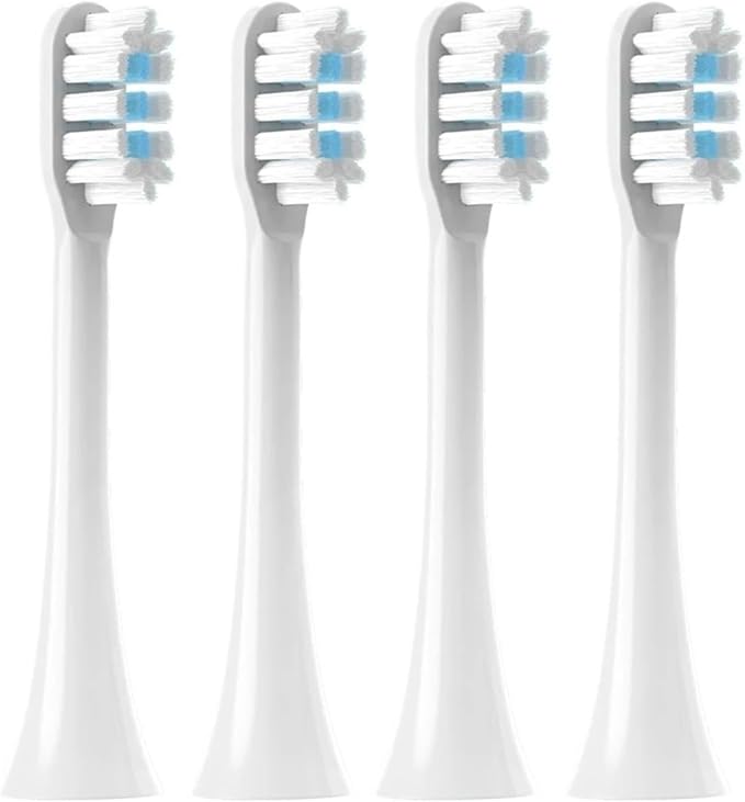 Replacement Toothbrush Heads for Mijia T301/T302/T501C Xiaomi Sonic Electric Dupont Soft Bristle Nozzles with Caps(4 pcs White)