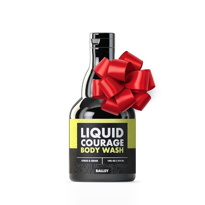 Ballsy Liquid Courage Body Wash to Hydrate Skin with Aloe Vera Coconut Oil and Jojoba Spheres Citrus and Cedar 14 oz