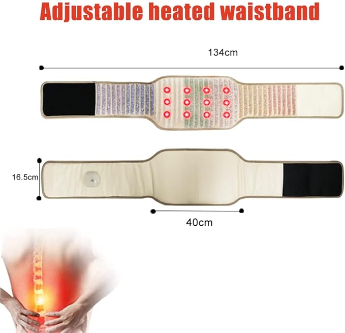 EGEN Far Infrared Heating Pad Back Waist Massage Belt with Natural Crystal Jade Heated Waist Wrap Band for Body Relaxation Heated Massager with 2 Heat Mode