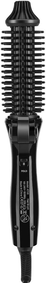Ceramic Tourmaline Foldable Anion Hair Brush Curler Hair Curling Iron Hair Styling Tools (US Plug 110‑240V)
