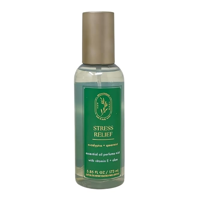 Bath &amp Body Works Aromatherapy Stress Relief Eucalyptus Spearmint - 3 Essential Oil Perfume Mist - with a Fresh Forest Bar Soap