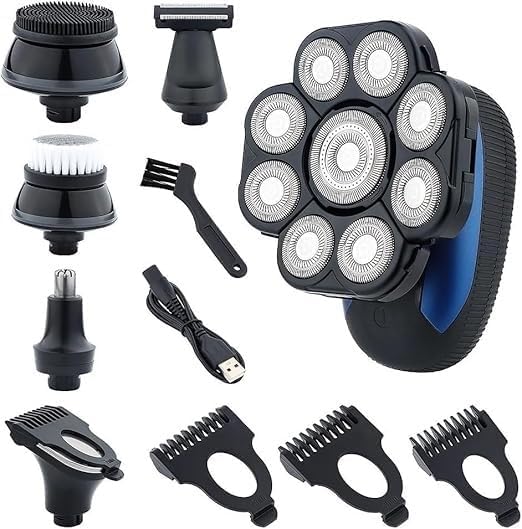 Electric Shavers for Bald Men 6 in 1 Ipx7 Waterproof Electric Shaver Shaver for Men Beard Hair Trimmer Rechargeable Bald Shaver Grooming Kit