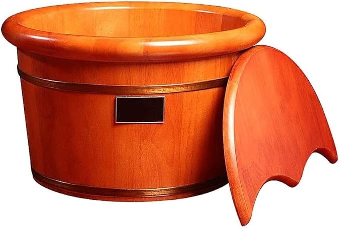 Foot Tub Wooden Foot Basin Foot Tub Home Solid Oak Wood Acupuncture Points Massage Foot Basin Foot Spa Wooden Tub With Cover Foot Bath Soaking Tub foot Bath Wooden Bucket Foot Spa Household Wash Ba