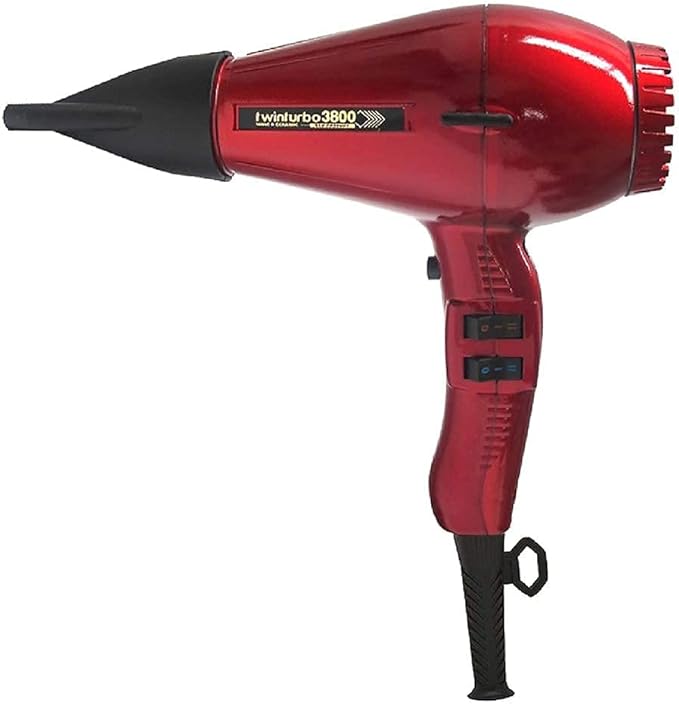 Turbo Power TwinTurbo 3800 Ceramic &amp Ionic Eco Friendly Cranberry Hair Dryer and M Hair Designs Metal Mesh Diffuser (Bundle 2 Items)