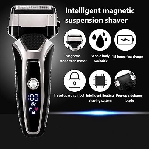 Men's Shaver USB Rechargeable Electric Shaver Stainless Steel Shaving Machine for Men 3D Triple Floating Blade Razor Shaver Barber Electric