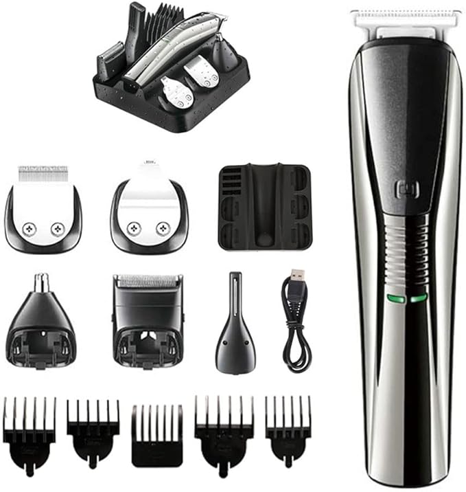 Beard Trimmer for Men Hair Clippers Hair Trimmer Waterproof Mustache Body Nose Ear Facial Cutting Shaver Electric Razor All in 1 Grooming Kit USB Rechargeable