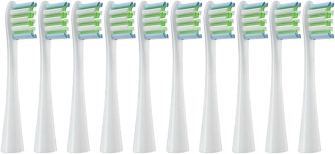 Replacement Brush Heads for Oclean X PRO Elite/Flow/F1/One/X/All Series Sonic Electric Toothbrush Dupont Blue Green Soft Bristle(10 White)