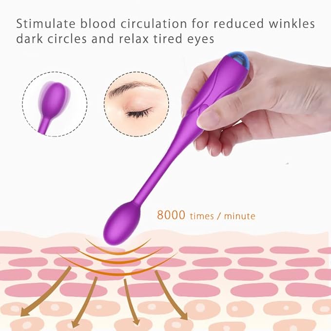 Handheld Eye Massager with Waterproof &amp Rechargeable &amp Personal face Massager for Relieving Eyes Dark CirclesPuffinessFatigue -Purple
