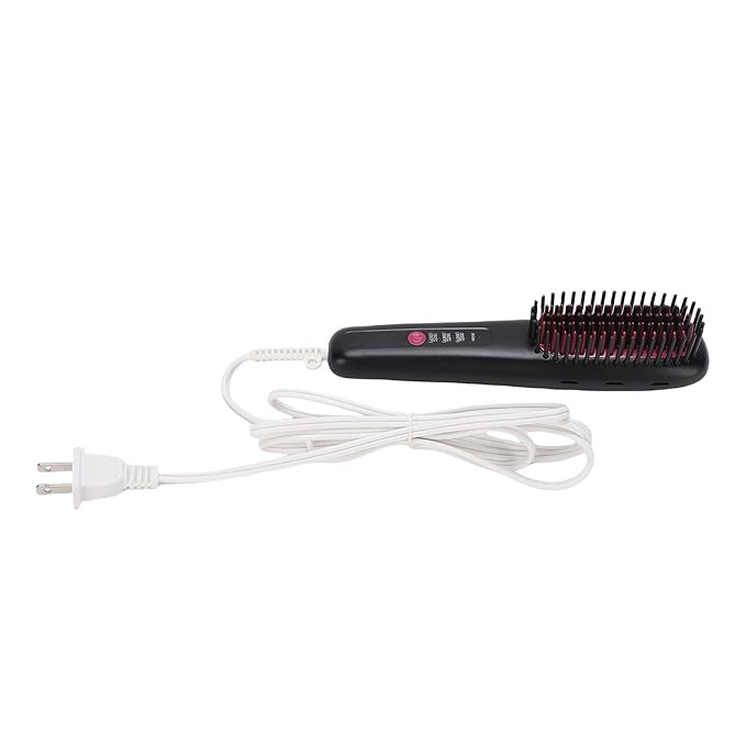 ZJchao Hair Straightener Comb Adjustable 3 Temperature Settings Portable Straightening Brush with 3D Teeth for Home Travel Use Black