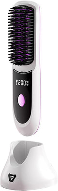 Straightener Brush with Temp Settings Portable Cordless Straightening Comb with Base Negative (02)