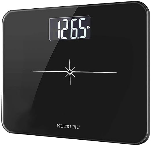 NUTRI FIT Extra-Wide/Ultra-Thick Digital Body Weight Bathroom Scale with 3 Inch Large Easy Read Backlit LCD Display Max Capacity 400lb Step-on Technology Black