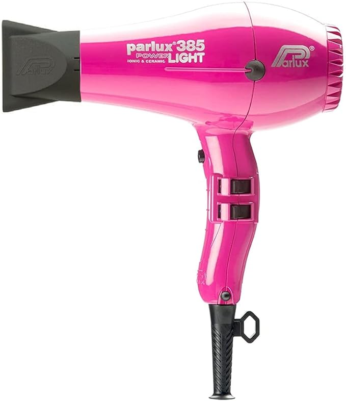 Parlux 385 Powerlight Ionic and Ceramic Pink Hair Dryer with Miracle Large Detangling Brush Mint Green – Lightweight Blow Dryer and Dual Bristle Brush for Smooth Frizz-Free Hair